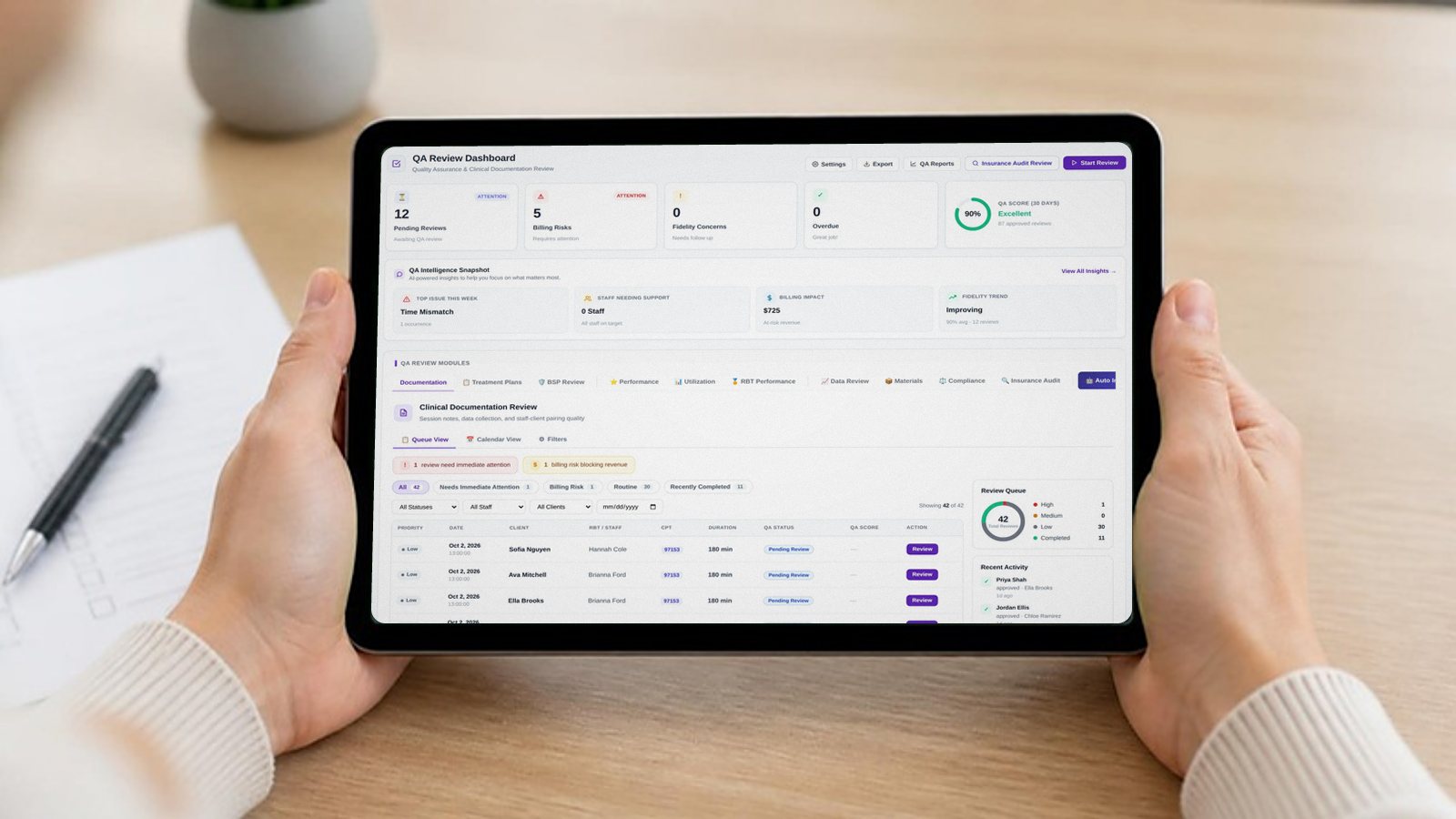 Quality and compliance in Ezi on a tablet